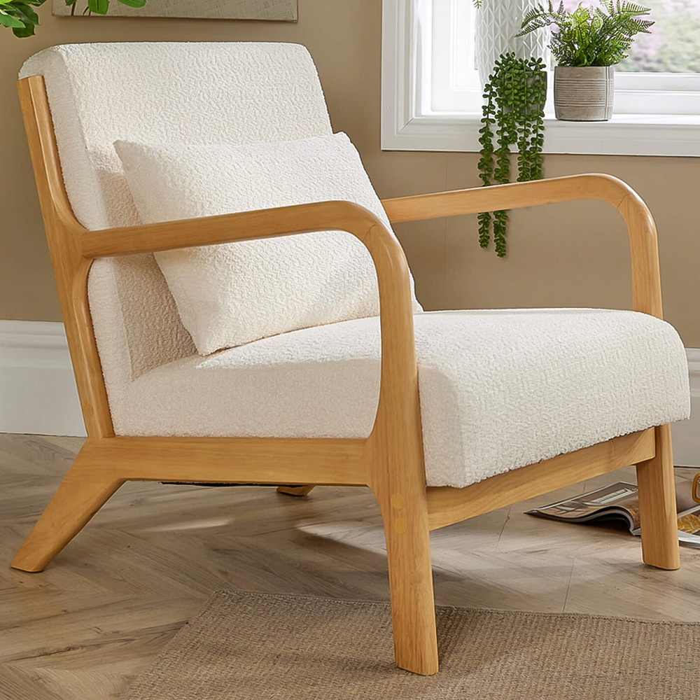 Home Source Nova Cream Boucle Armchair Image 1