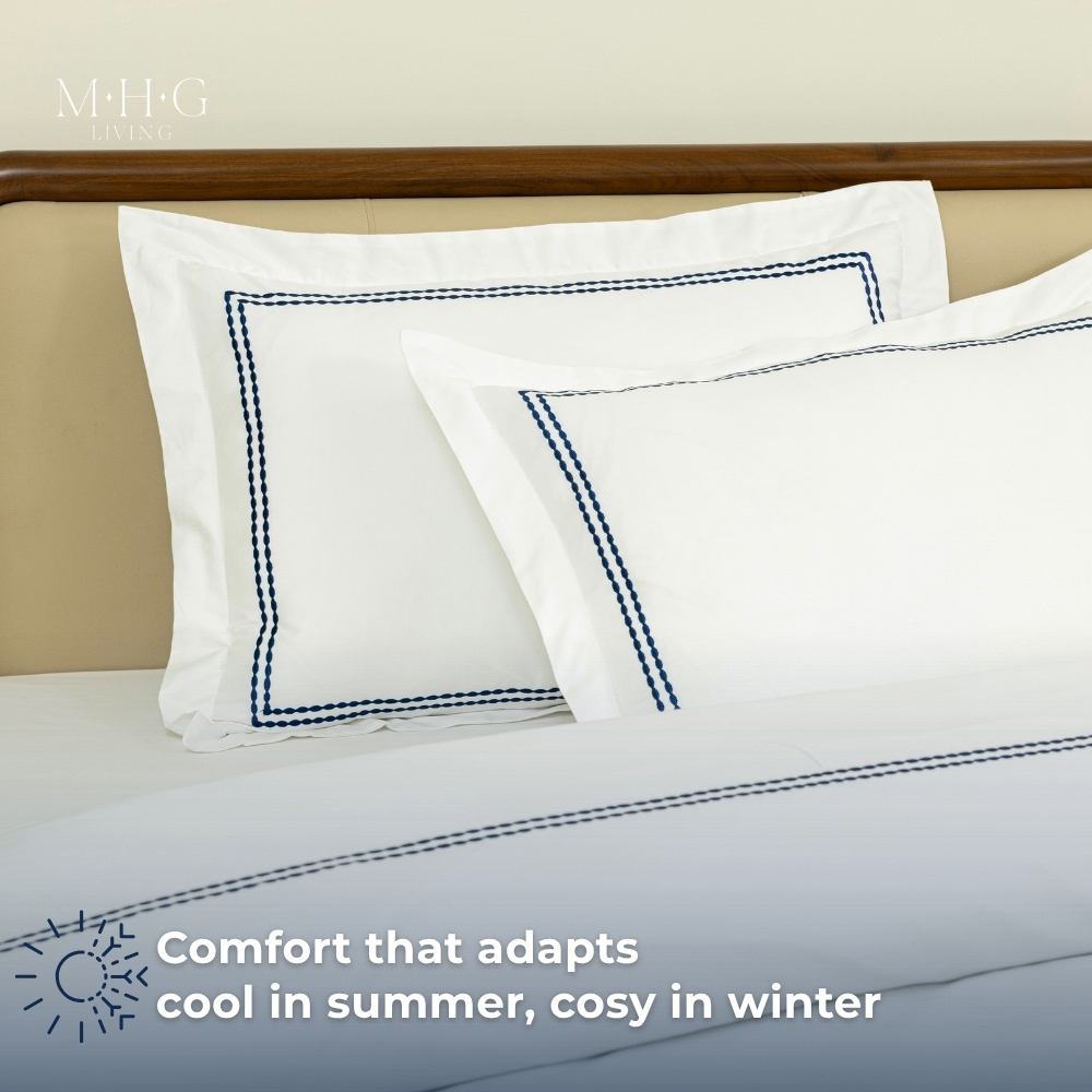 MHG Living Super King Size Kensington Navy 200 Thread Count Duvet Cover Set Image 8