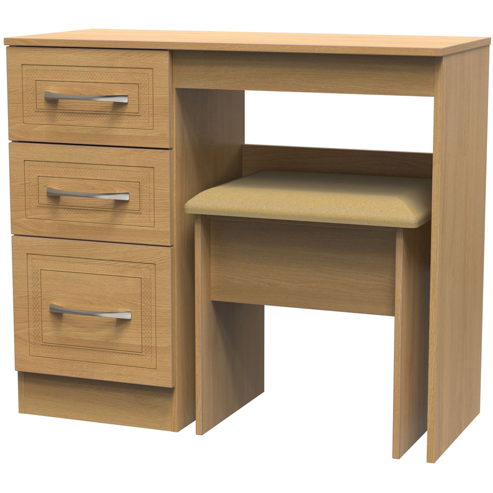 Crowndale Dorset 3 Drawer Modern Oak Dressing Table Set Ready Assembled Image 2