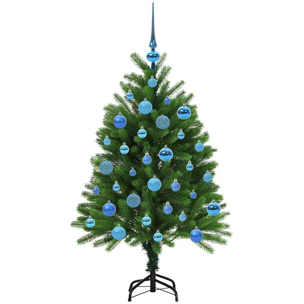 vidaXL Pre-Lit Blue Baubles Green Artificial Christmas Tree 4ft Image 4