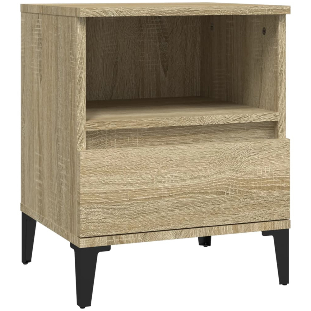 vidaXL Single Drawer Single Shelf Sonoma Oak Wooden Bedside Cabinet Image 2