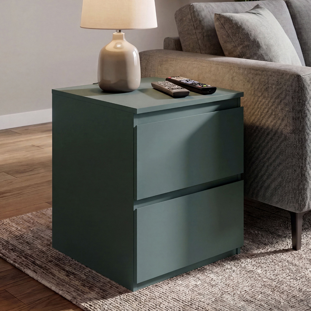 VIDA DESIGNS Denver 2 Drawer Green Large Bedside Cabinet Set of 2 Image 3