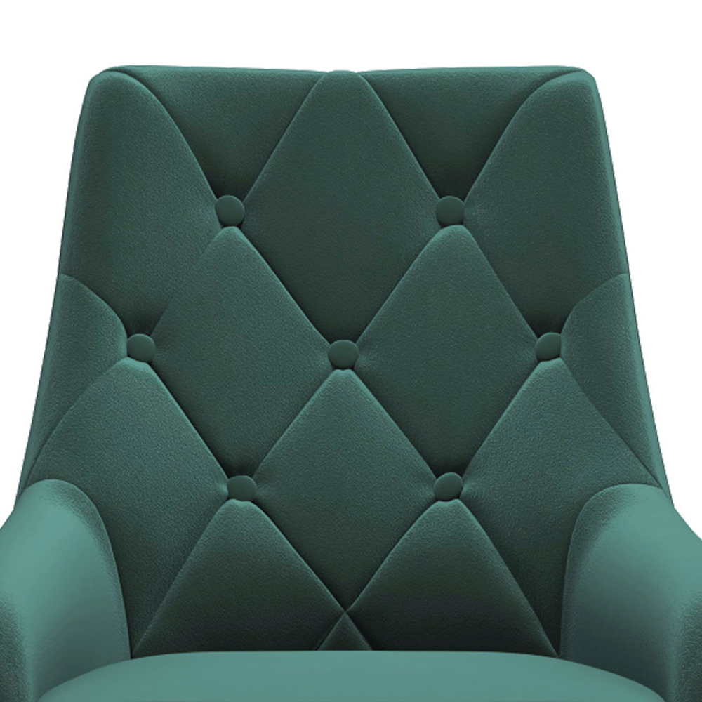 Living and Home Set of 2 Green Velvet Buttoned Dining Chair Image 4