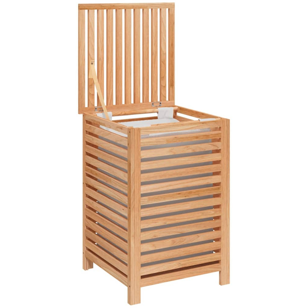 vidaXL Brown Walnut Wood Slatted Laundry Basket 65 x 45 x 45cm Image 1