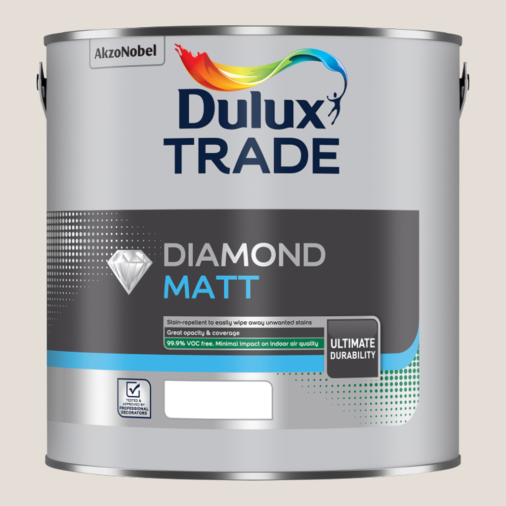 Dulux Trade Nutmeg White Walls and Ceilings Diamond Matt Paint 2.5L Image 2