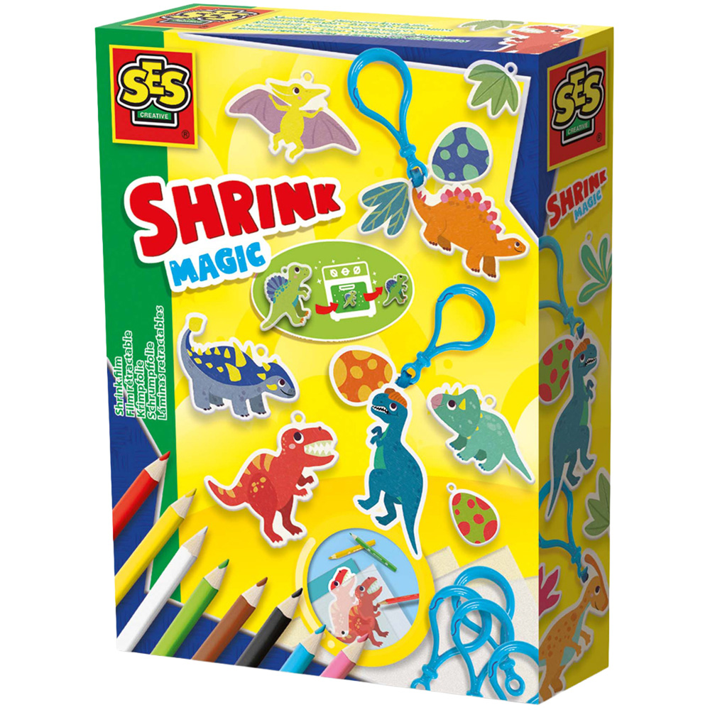 SES Creative Shrink Magic Film Dinosaur Keyrings Craft Set Image 1