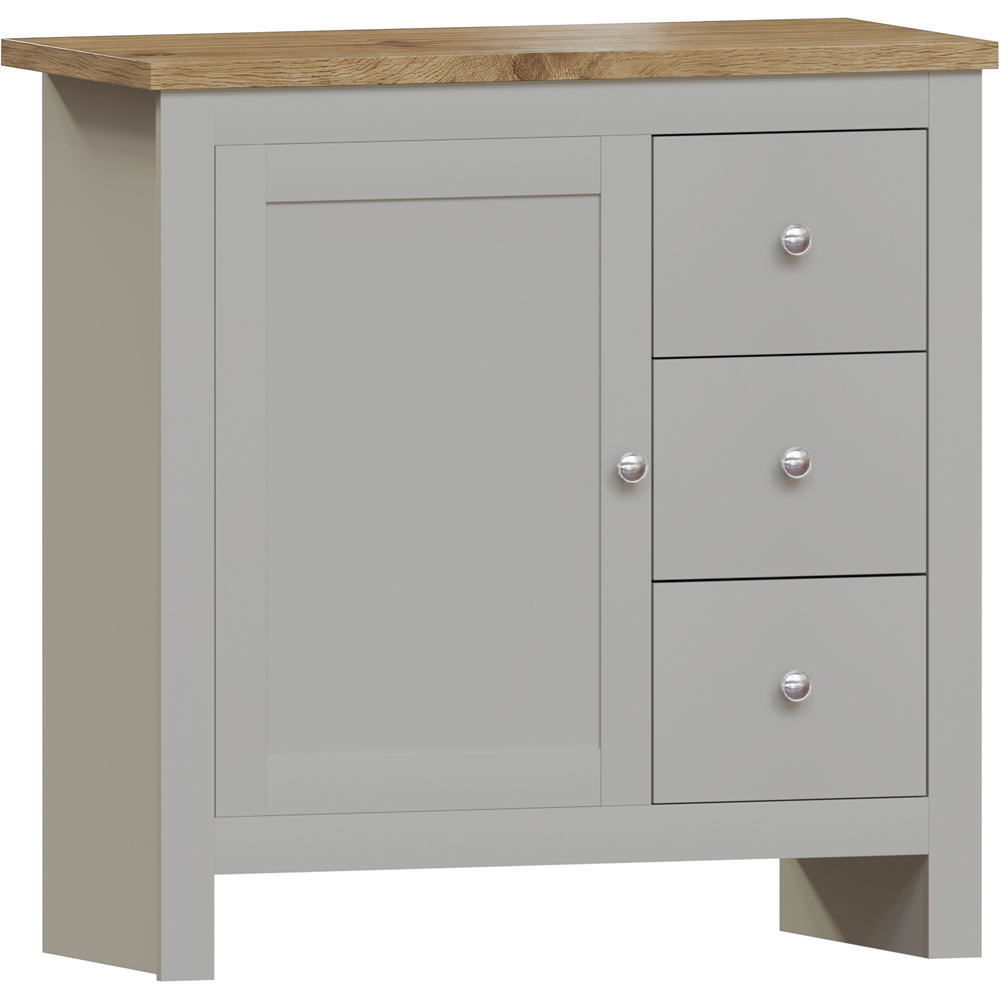 VIDA DESIGNS Arlington Single Door 3 Drawer Grey Sideboard Image 2