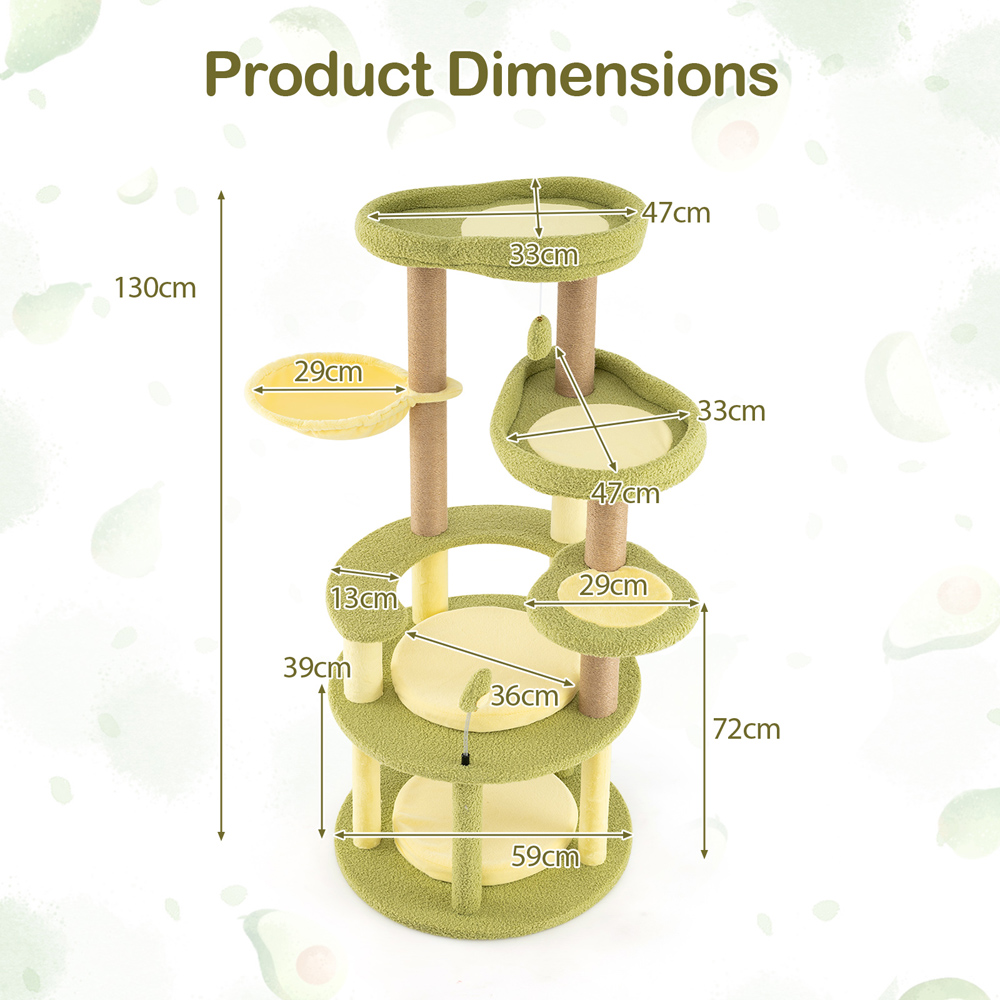 Costway Green Multi-Level Cat Tree with Perch and Rotatable Basket Image 9