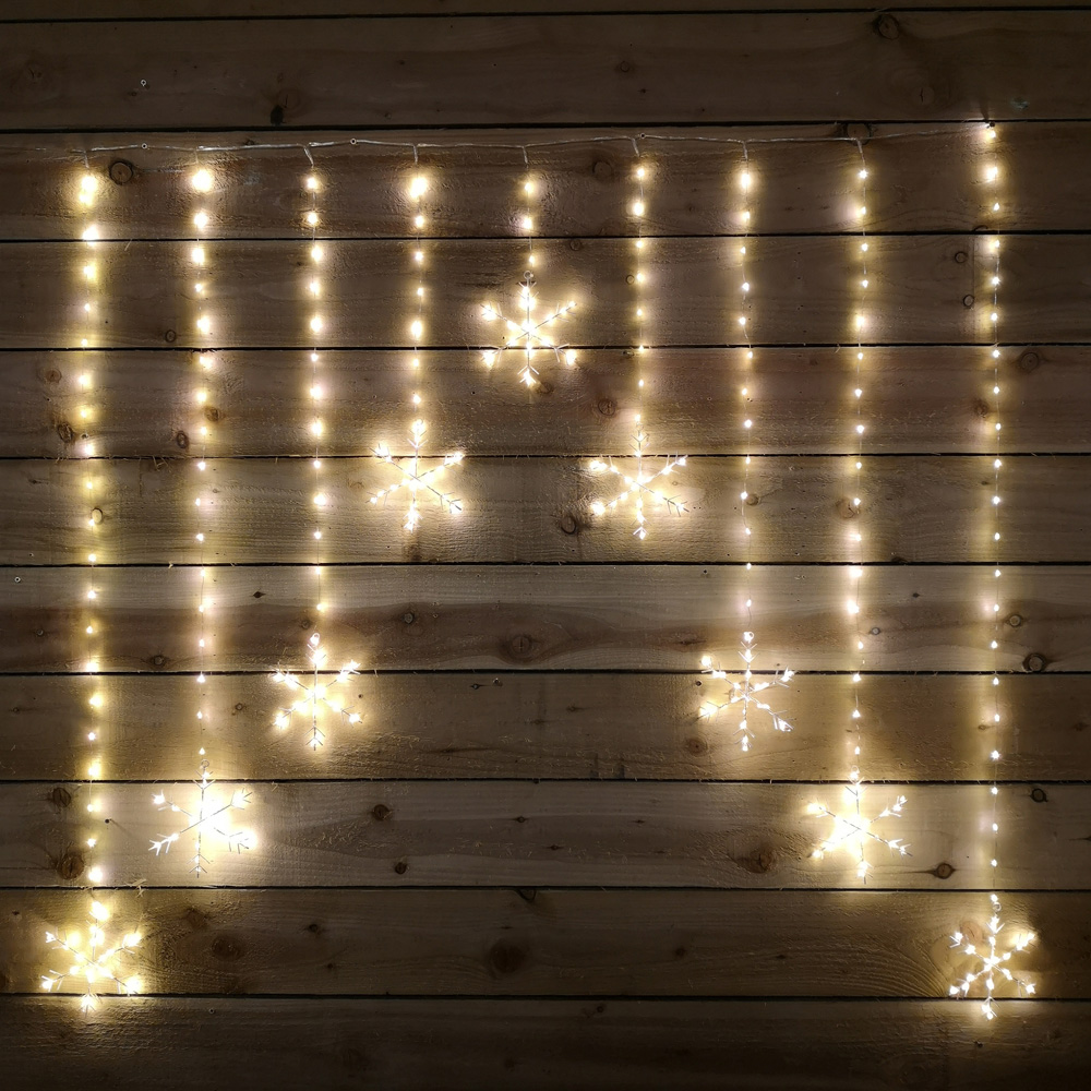 Samuel Alexander 339 Warm White LED Snowflake Silver Pin Wire Curtain Light 1.2 x 1.2m Image 1