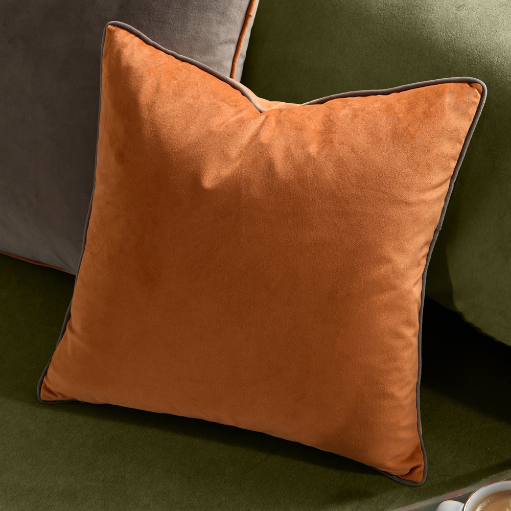 Furn Meridian Pumpkin and Mocha Velvet Cushion 45 x 45cm Image 2