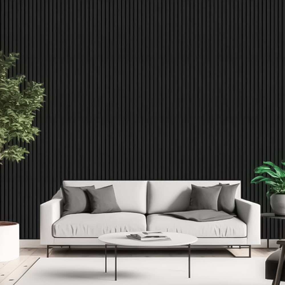 Shh Acoustics 240 x 60cm Dark Grey Decorative Slat Wall Panel Image 1
