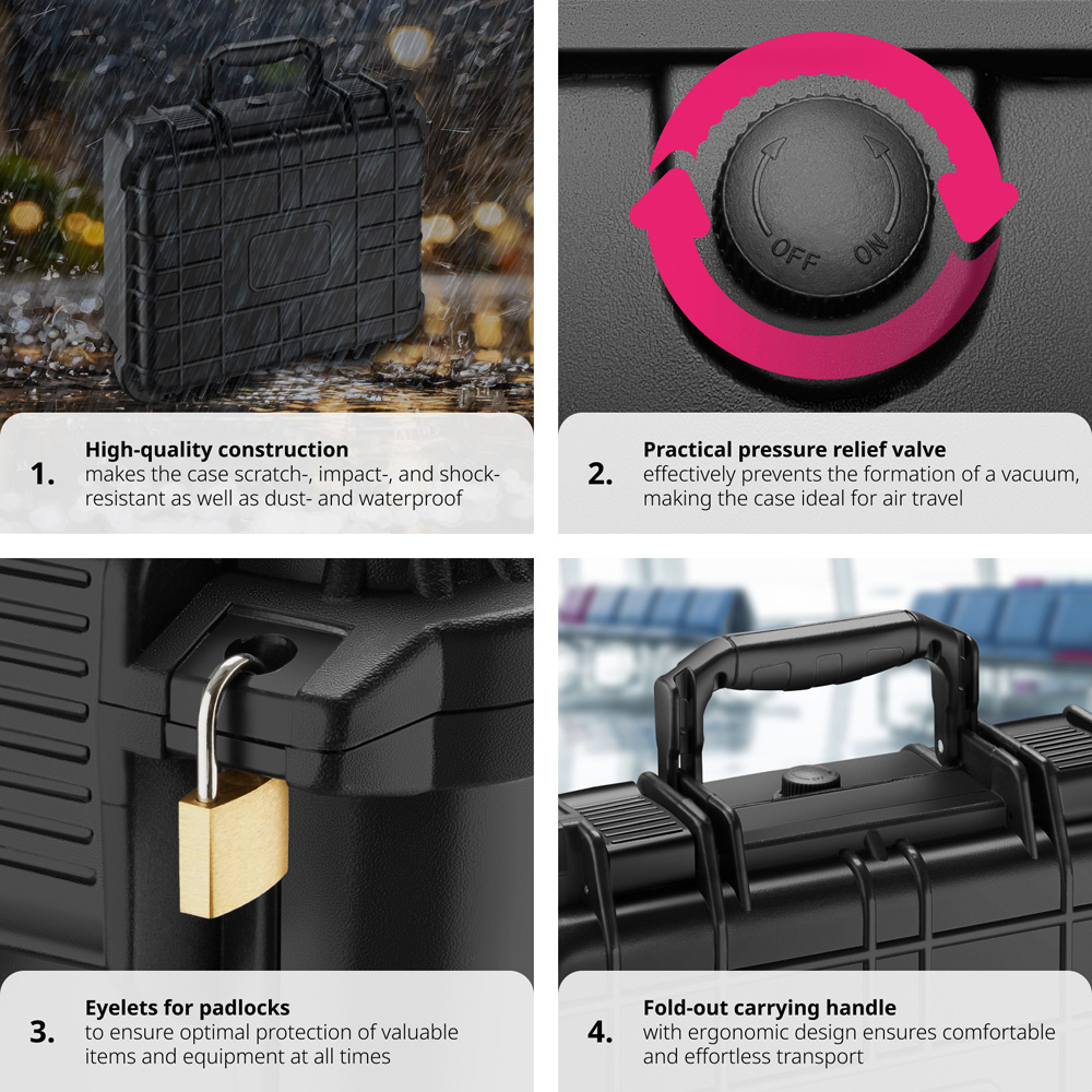 Tectake Medium Black Hard Shell Waterproof Camera Case Image 4