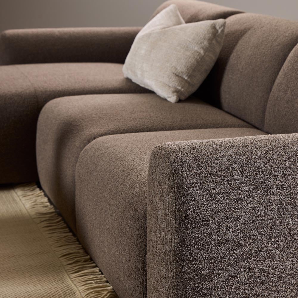 Florence Midfield 2 Seater Boucle Taupe Fabric Left Hand Facing Chaise Longue Image 6