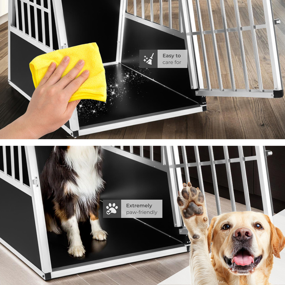 tectake Black Lockable Dog Crate Image 7