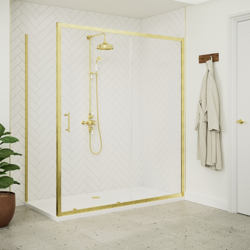 Bathstore Mirissa Brushed Brass Exposed 2 Way Thermostatic Shower Valve Kit Image 2