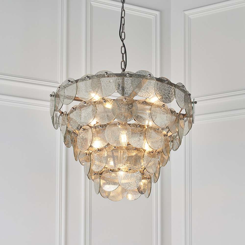 Merano Trapani Silver and Mercury Glass Pendant Light Image 6