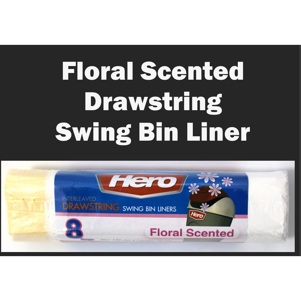 Hero Scented Drawstring Swing Bin Liner Bags White 60L 16 Pack Image 3