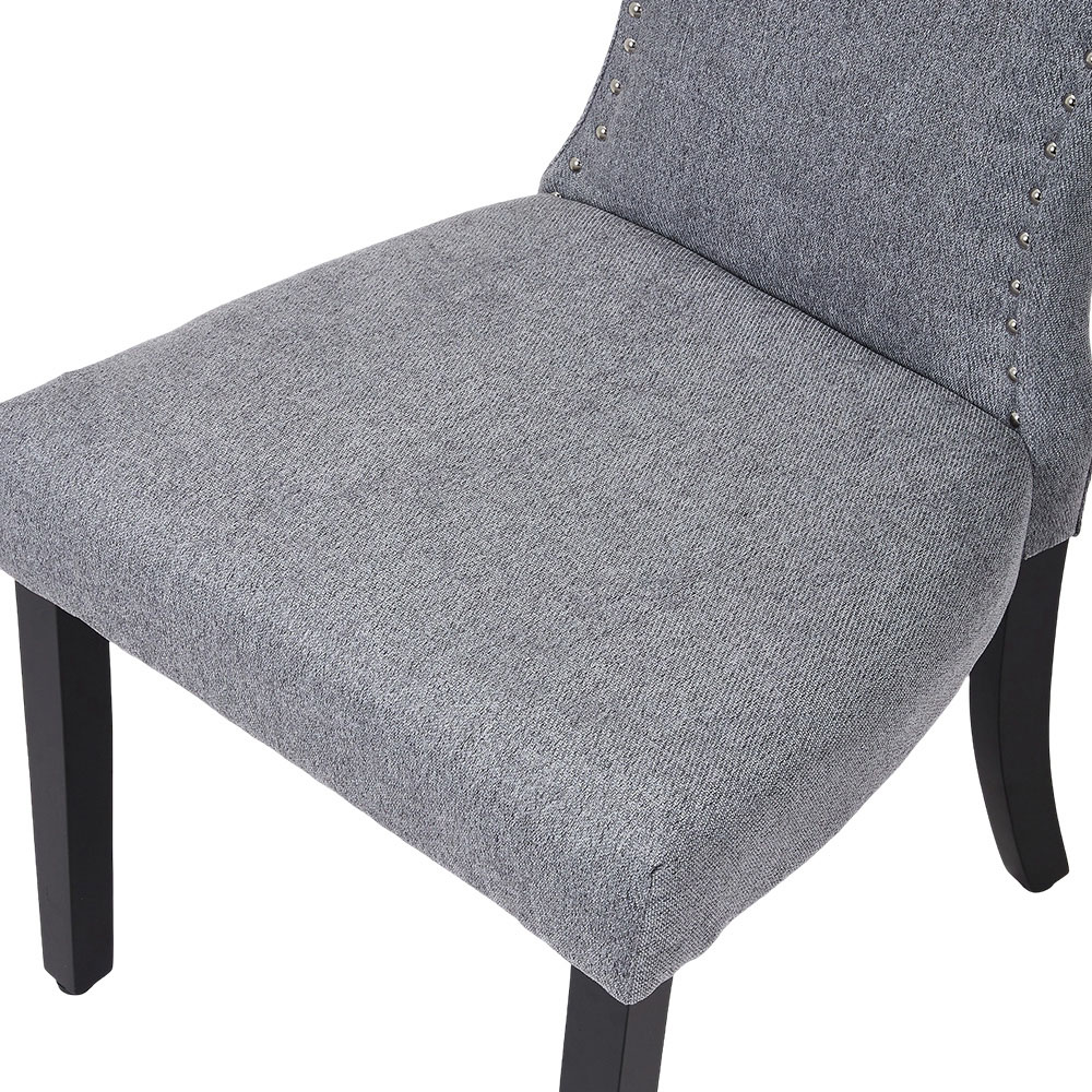 Living and Home Set of 2 Grey Linen Upholstered Dining Chairs Image 6