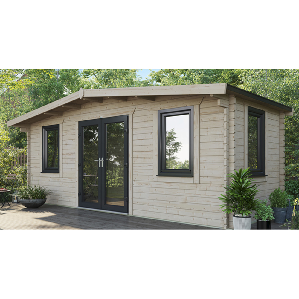 Power Sheds 8 x 20ft Centre Double Door Chalet Log Cabin Image 9