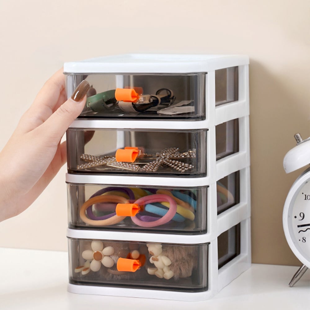 Living and Home 4 Drawer White Stationery Cosmetic Storage Box Image 5