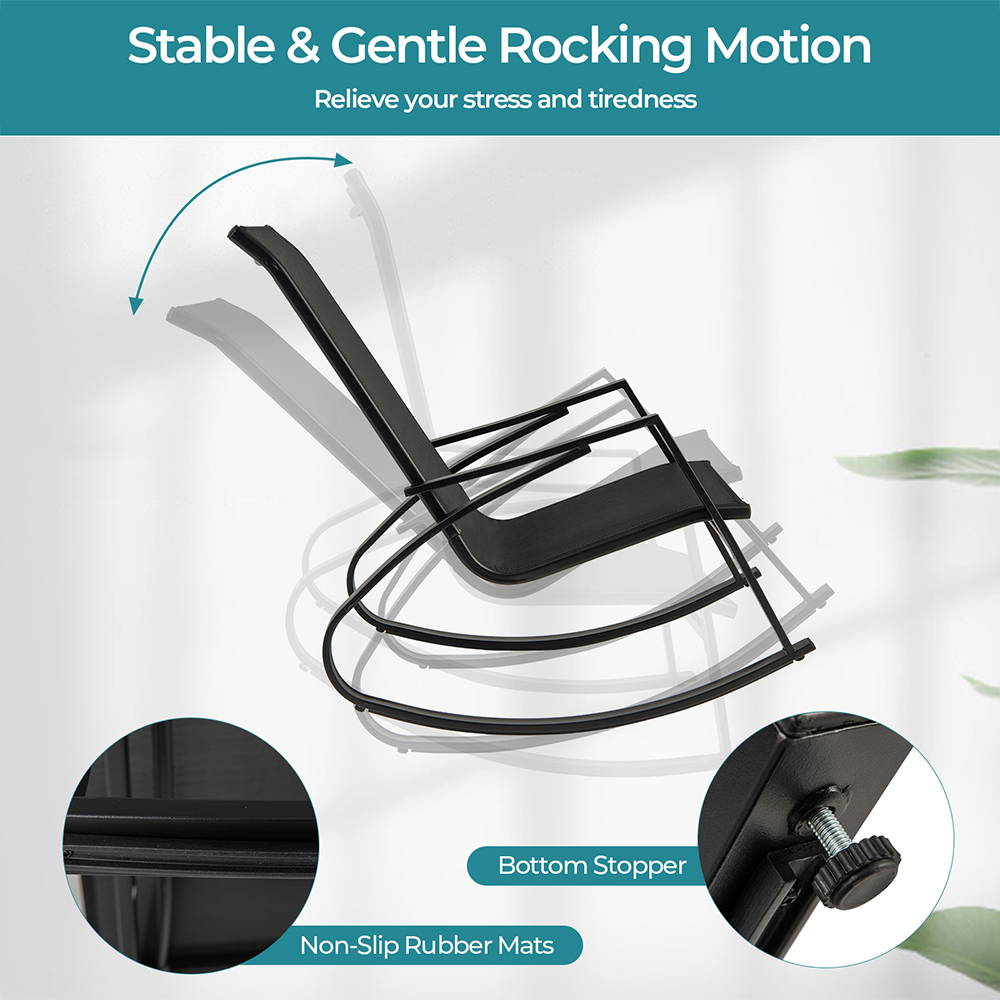 Costway Set of 2 Black Patio Rocking Chair Image 8