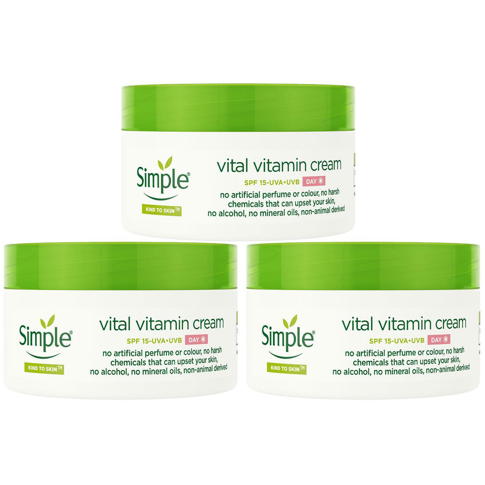 Simple Kind to Skin SPF 15 Vital Vitamin Day Cream 50ml 3 Pack Image 1