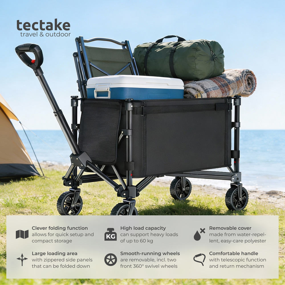 tectake SmartRider 120L Black Folding Trolley with Telescopic Handle Image 2
