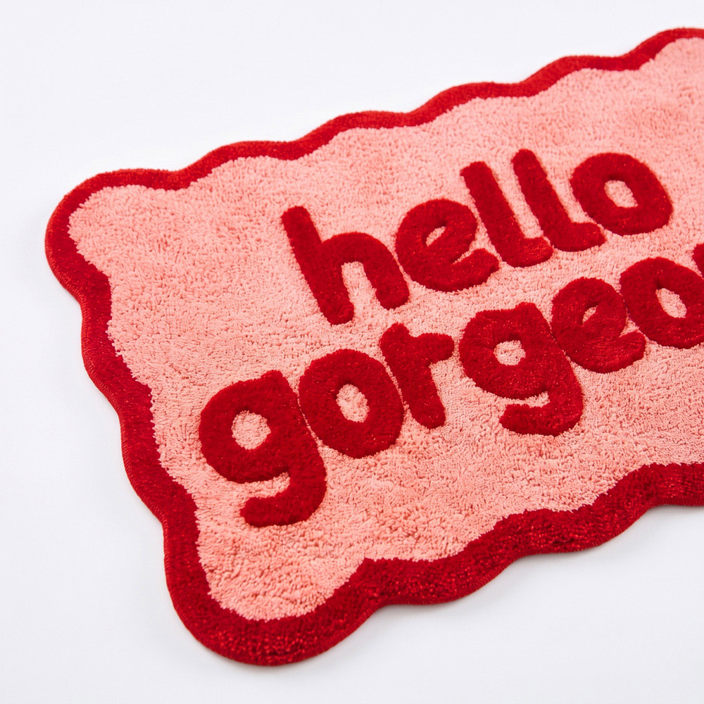 Allure Bath Fashions Hello Gorgeous Slogan Scalloped Non-Slip Bath Mat 50 x 80cm Image 4
