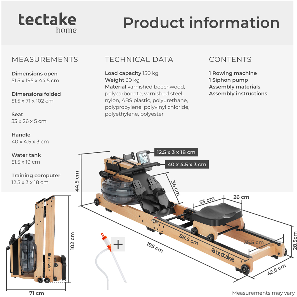 tectake Titan XR2 6 Resistance Level Home Rowing Machine with Training Computer Image 9