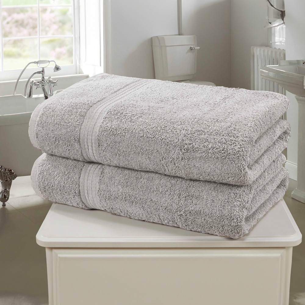 Rapport Home Royal Kensington Silver Cotton Bath Sheet Set of 2 Image 2