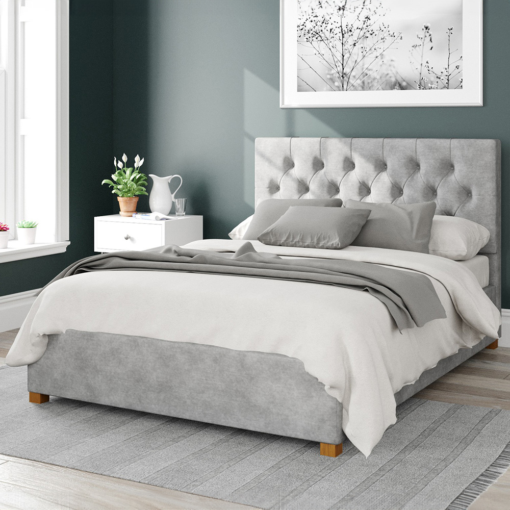 Aspire Olivier Single Silver Kimiyo Linen Ottoman Bed Image 1