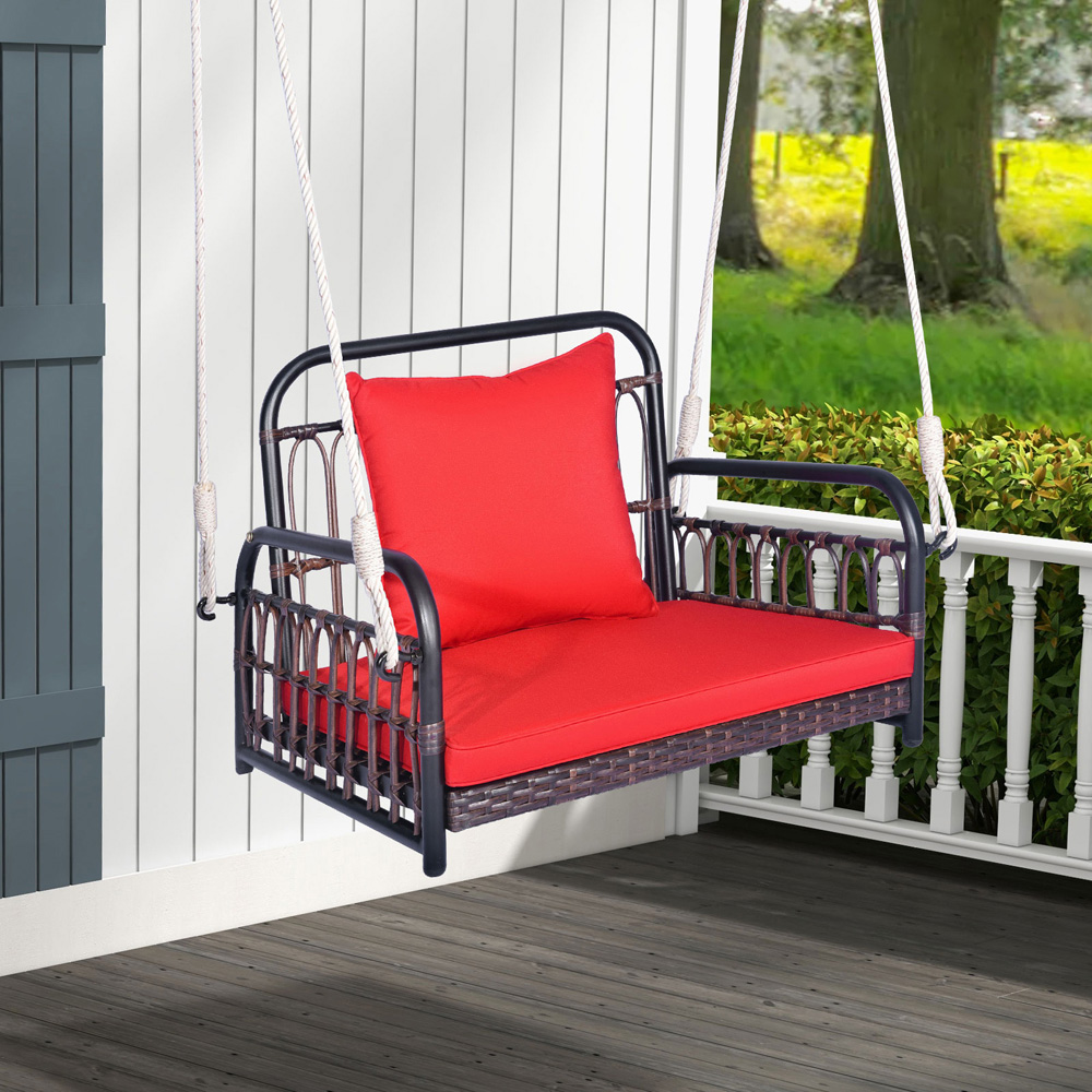 Costway Single Seater Red Garden Swing Chair Image 4