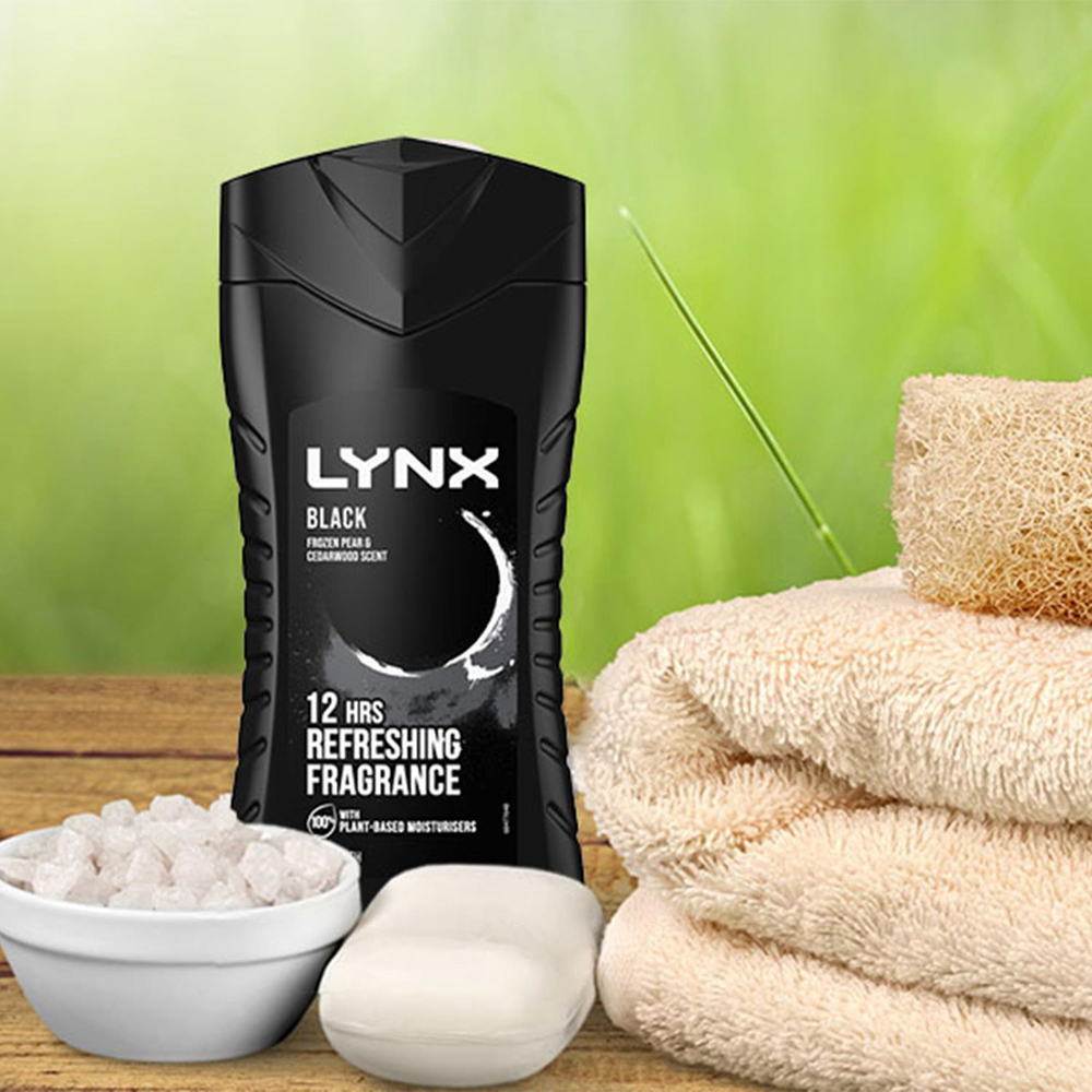 Lynx Black Frozen Pear and Cedarwood Shower Gel 225ml 6 Pack Image 5