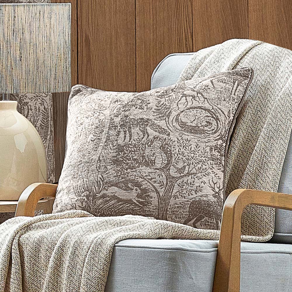 Furn Christmas Taupe Winter Woods Jacquard Chenille Cushion 50 x 50cm Image 5