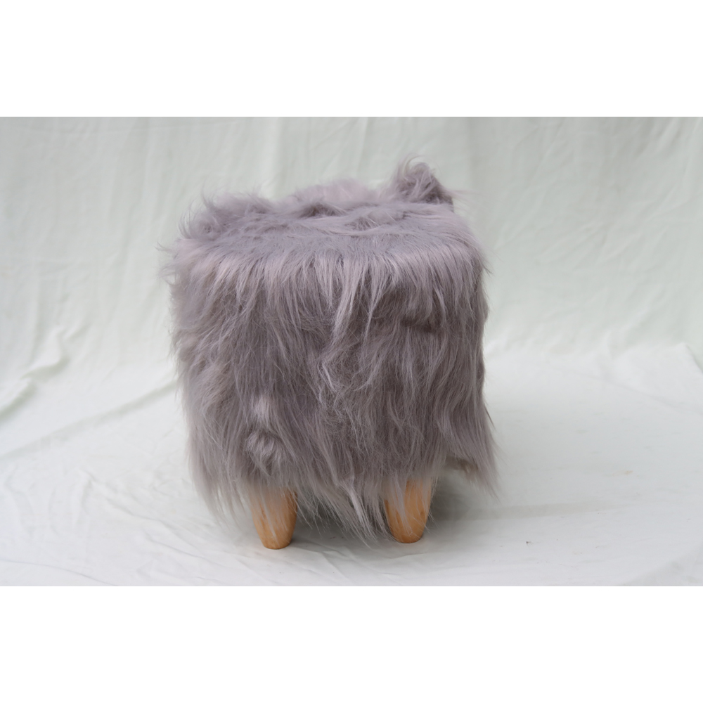 Gardeco Tundra The Woolly Mammoth Grey Synthetic Fur Footstool Image 5
