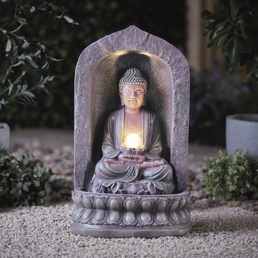 Serenity Stone Buddha Mains Powered LED Water Feature Image 3