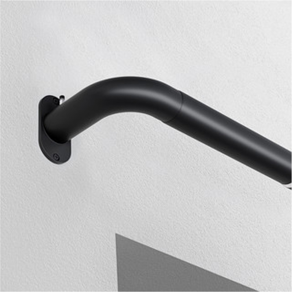 New Edge Blinds 170-300cm Black Room Darkening Extendable Curtain Pole Image 2