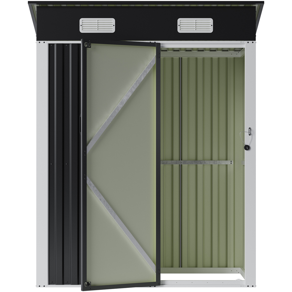 Living and Home 5 x 3ft Black Pent Quick Assembly Metal Garden Storage Shed Image 7