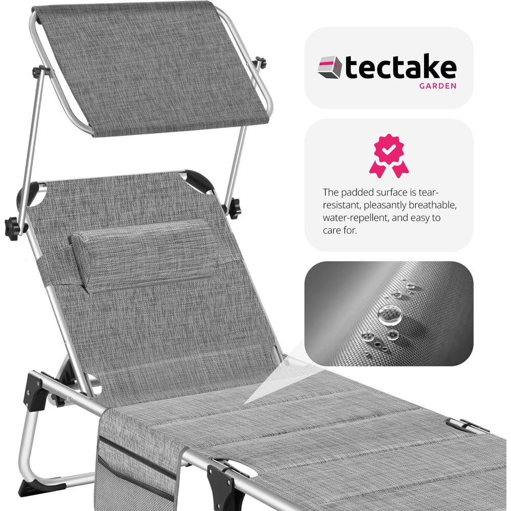 tectake Lorella Mottled Grey Aluminium Frame Foldable Sun Lounger Image 5