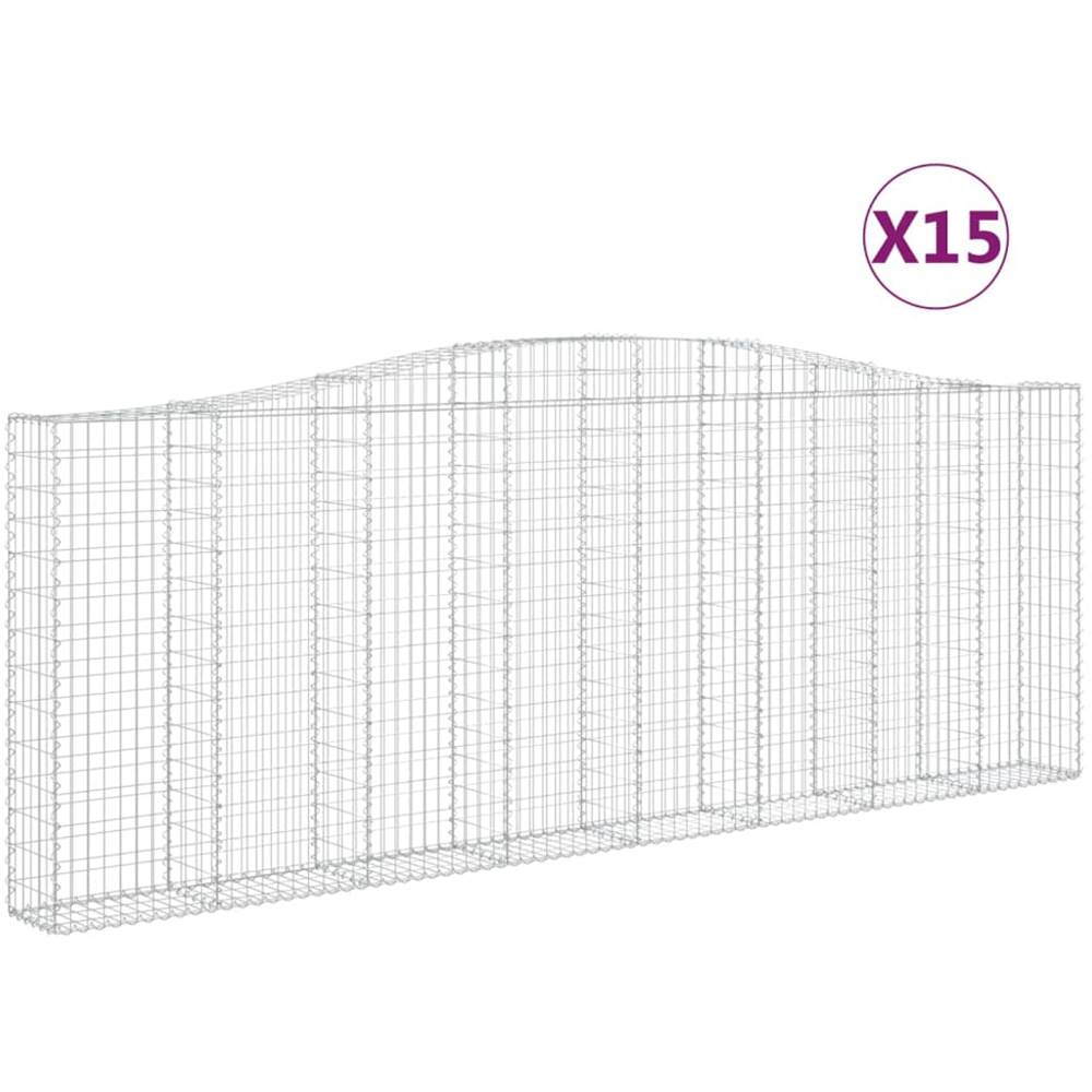 vidaXL Silver Galvanised Iron Arched Gabion Basket 400 x 30 x 140/160cm 15 Pack Image 2