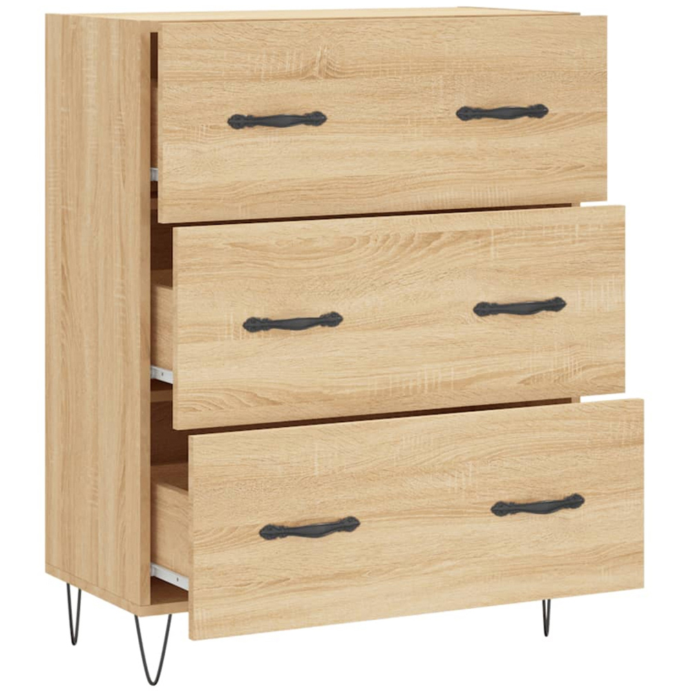 vidaXL 3 Drawer Sonoma Oak Sideboard Image 3