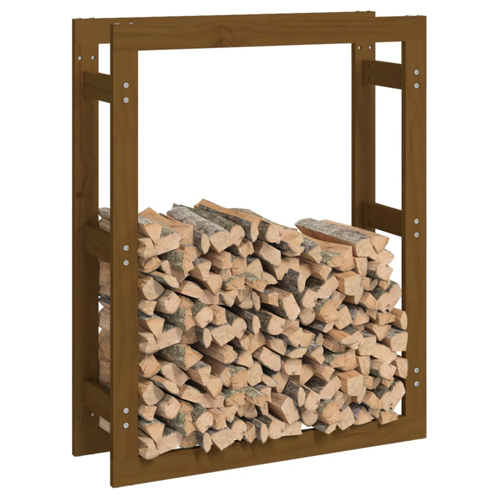 vidaXL Honey Brown Pine Wood Firewood Log Holder 100 x 80 x 25cm Image 3