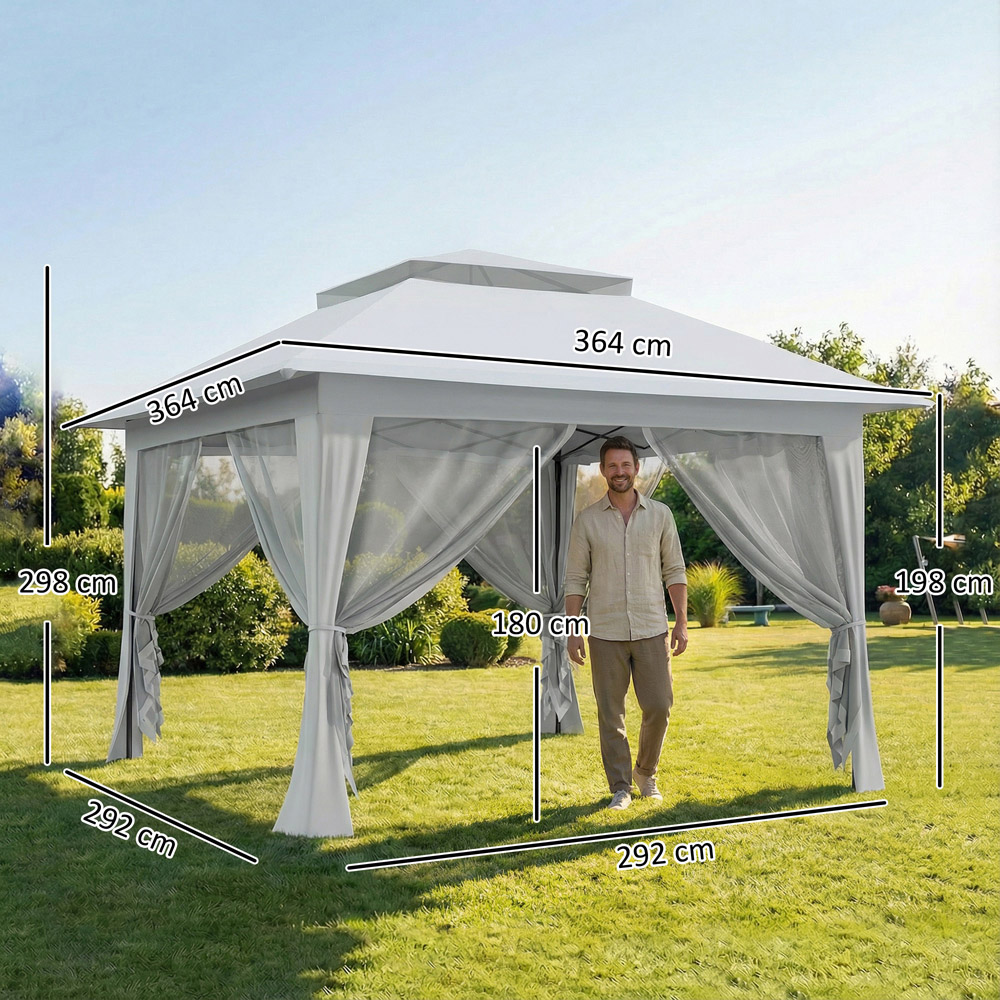 Outsunny 3 x 3m 2-Tier Grey Pop Up Gazebo with Mesh Curtains Image 9