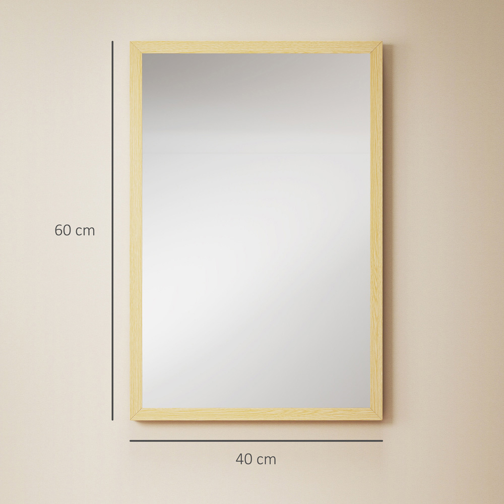 Portland Natural Rectangular Wall Bathroom Mirror 60 x 40cm Image 9