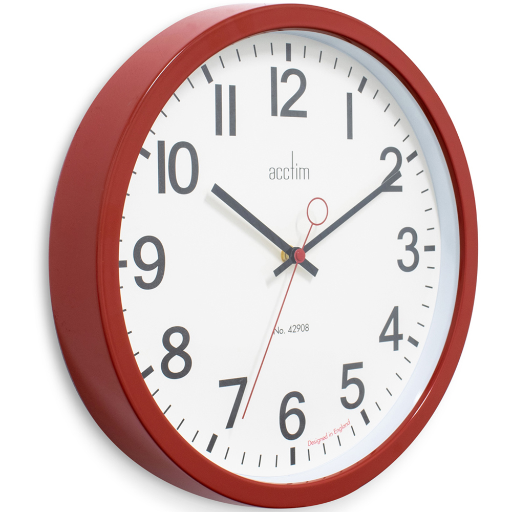 Acctim Kempston Red Metal Round Wall Clock 35cm Image 2