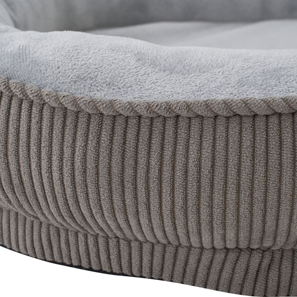 H&O Direct 50cm Grey Corduroy Dog Cuddle Bed Image 5