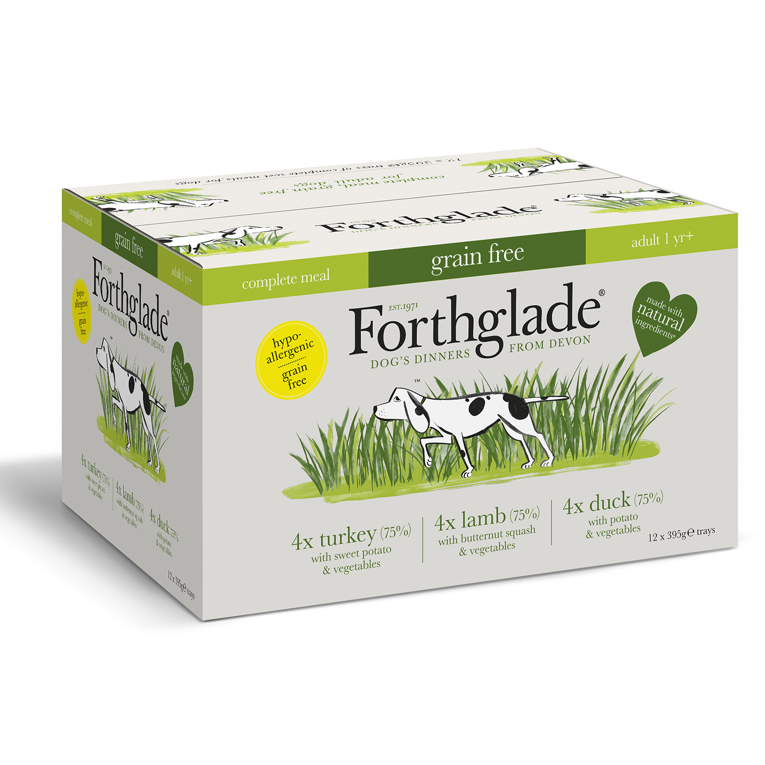 Forthglade Turkey Lamb and Duck Wet Dog Food Tray 395g 12 Pack Image