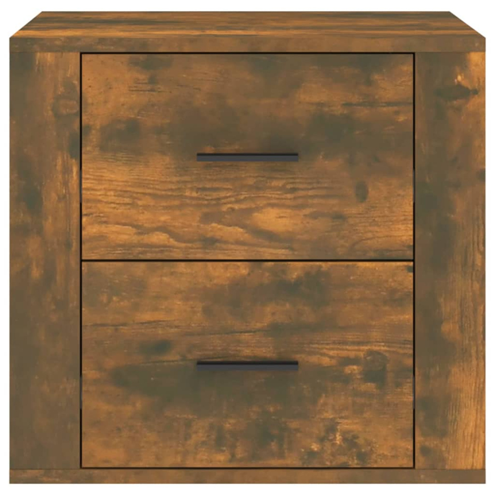 vidaXL 2 Drawer Smoked Oak Wooden Bedside Cabinet Image 6