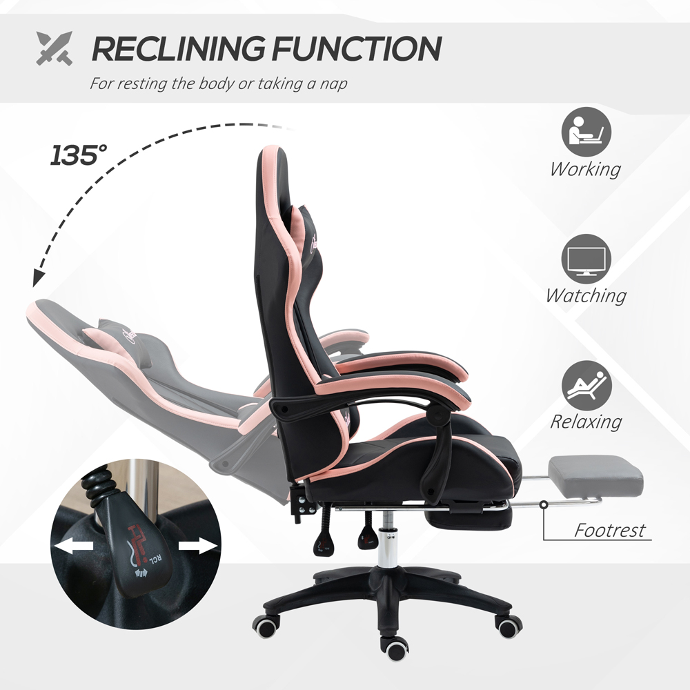 Vinsetto Black and Pink Racing Style Gaming Chair Image 5