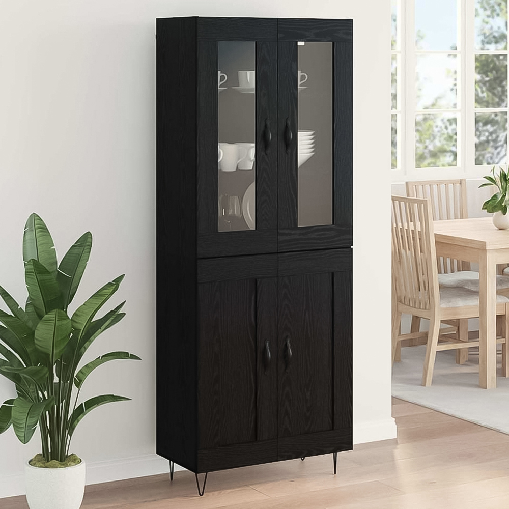 vidaXL 4 Door Black Oak Sideboard Image 1